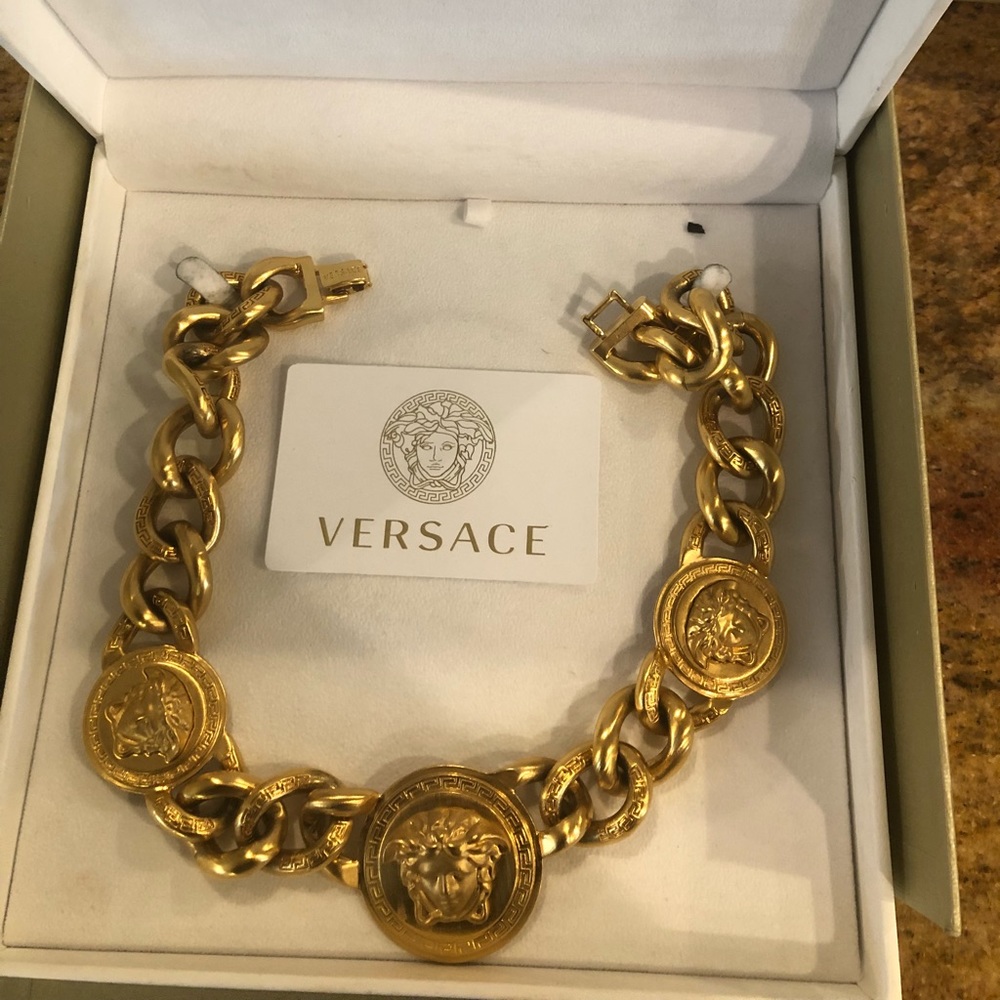 Gold Versace Chain link Medusa necklace